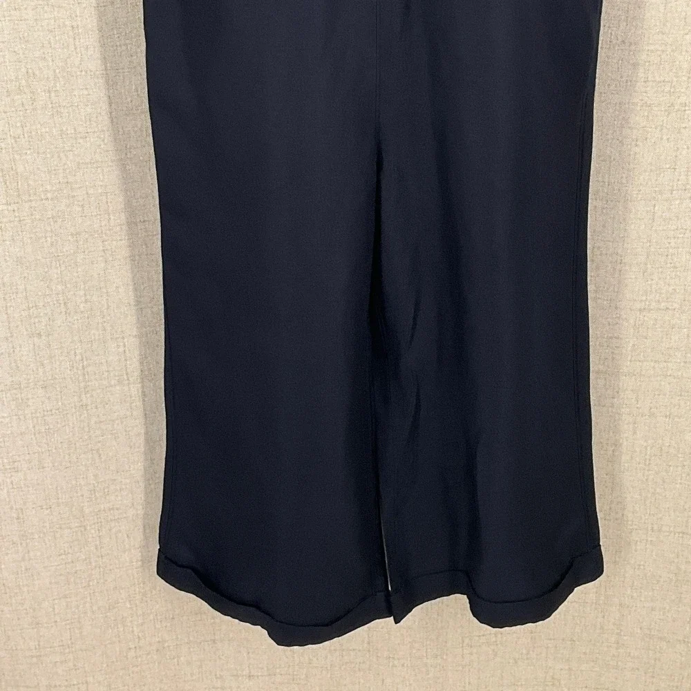 Banana Republic Jumpsuit Women 6 Navy Linen Tie Back Wide Leg Cropped Petite‎